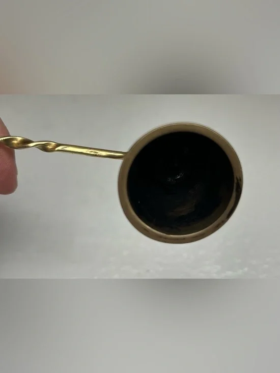 Vintage Etched Brass Candle Snuffer11.5” Long,Twisted Handle,Ornate Bell-Shaped - Picture 6 of 9